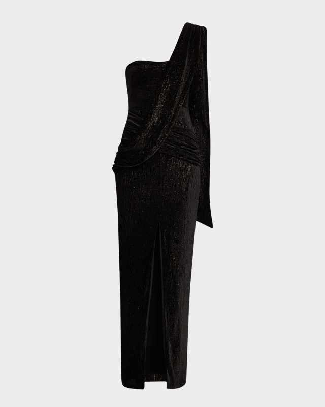 Khalessi Draped Bodycon Metallic Velvet Gown